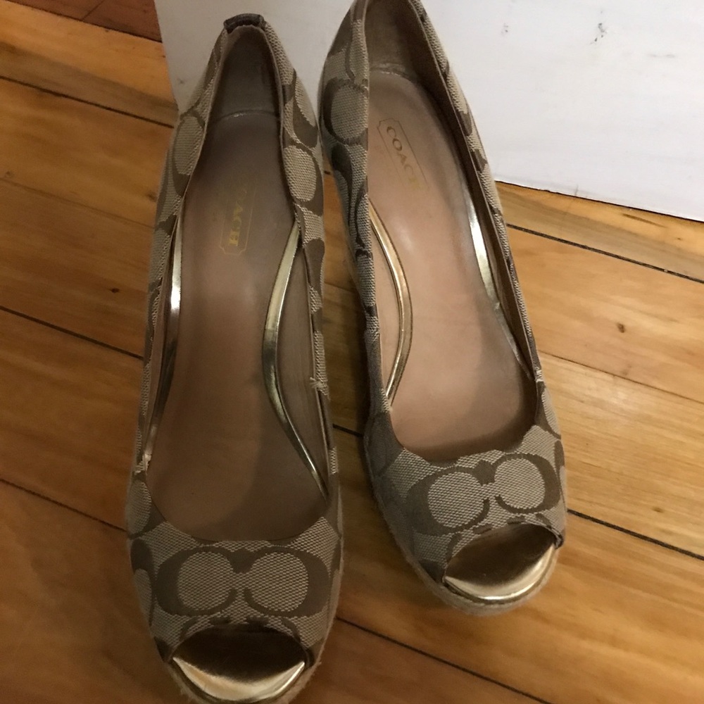 Coach peeptoe wedges